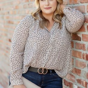 Polka Dot Blouse - Tan